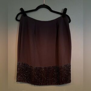 Chetta B Elegant Black Fringe Pencil Skirt